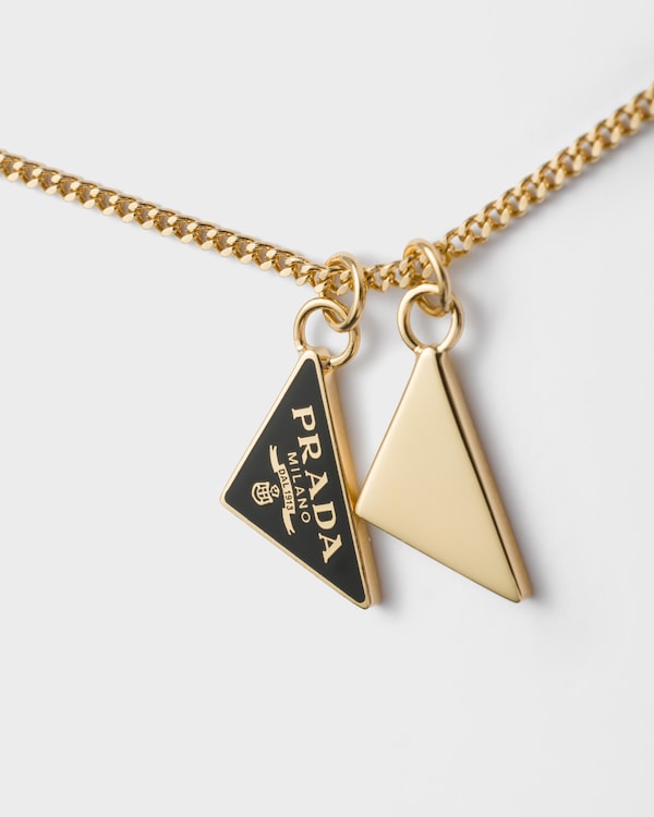 Enameled metal necklace - Gold/Black Enameled metal necklace - Gold/Black