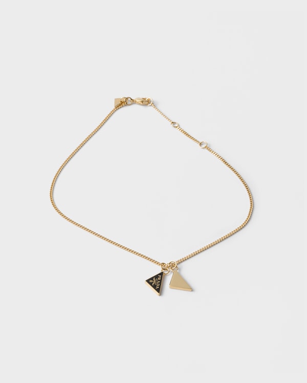 Enameled metal necklace - Gold/Black Enameled metal necklace - Gold/Black