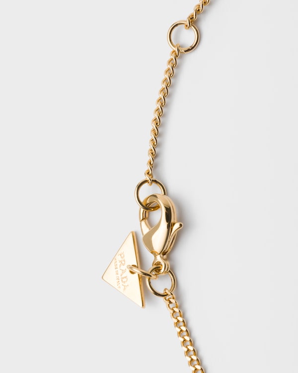 Enameled metal necklace - Gold/White Enameled metal necklace - Gold/White