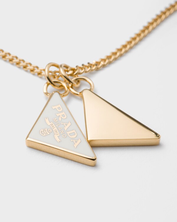 Enameled metal necklace - Gold/White Enameled metal necklace - Gold/White