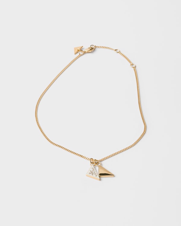 Enameled metal necklace - Gold/White Enameled metal necklace - Gold/White