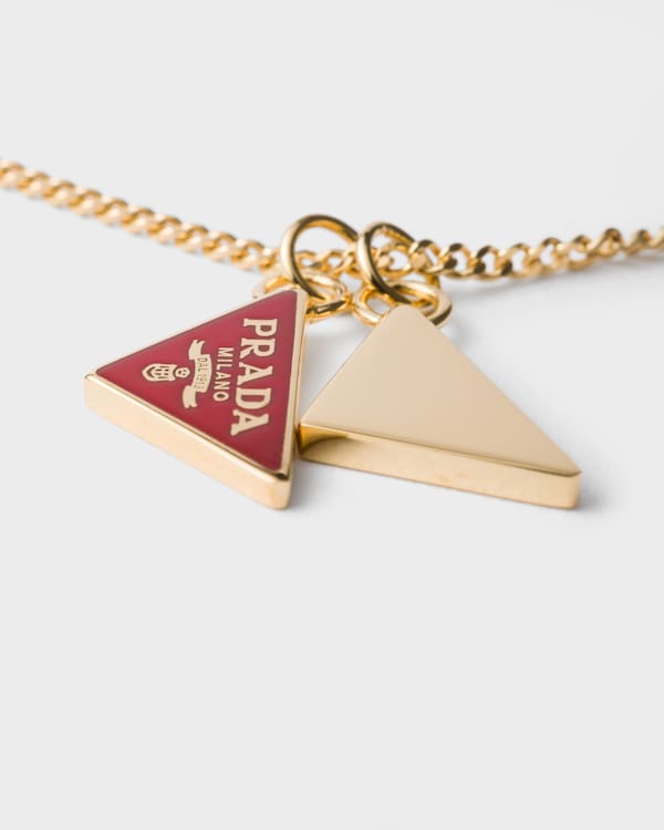 Enameled metal necklace - Gold/Fiery Red Enameled metal necklace - Gold/Fiery Red