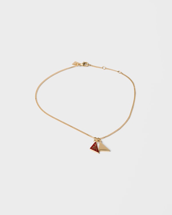 Enameled metal necklace - Gold/Fiery Red Enameled metal necklace - Gold/Fiery Red