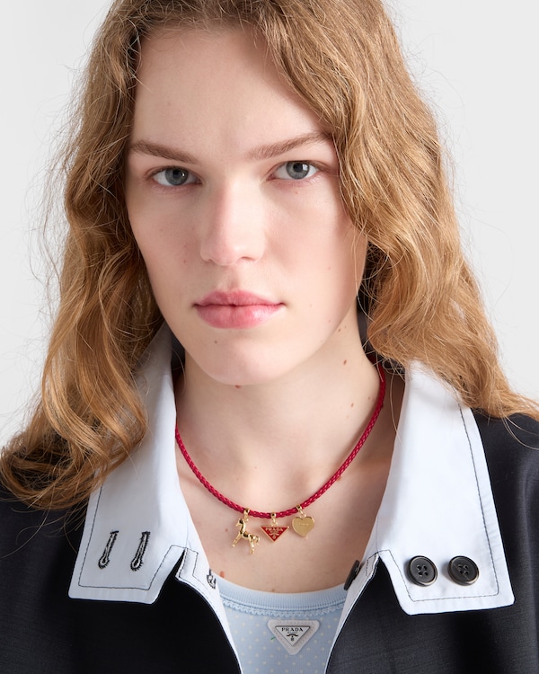 Braided nappa leather choker - Red Braided nappa leather choker - Red