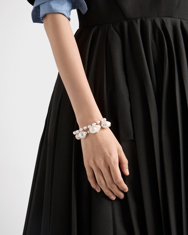 Metal ankle bracelet with pearls - Gold/Pearl Metal ankle bracelet with pearls - Gold/Pearl