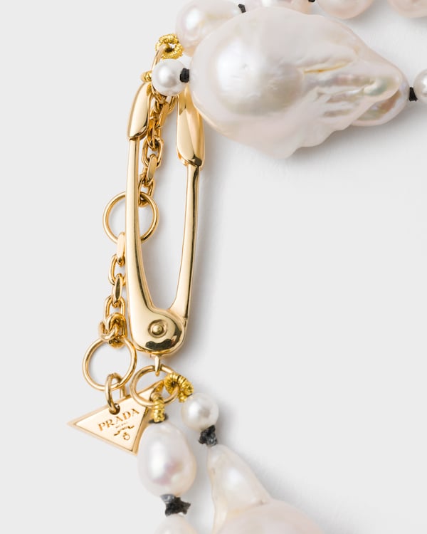 Metal ankle bracelet with pearls - Gold/Pearl Metal ankle bracelet with pearls - Gold/Pearl