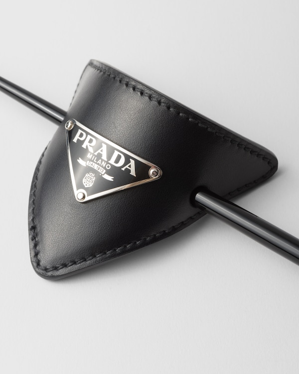Leather hair clip - Black Leather hair clip - Black