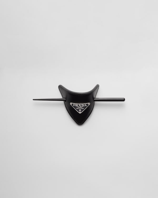 Leather hair clip - Black Leather hair clip - Black