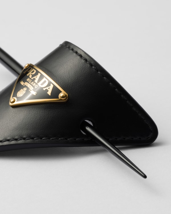 Leather hair clip - Black Leather hair clip - Black