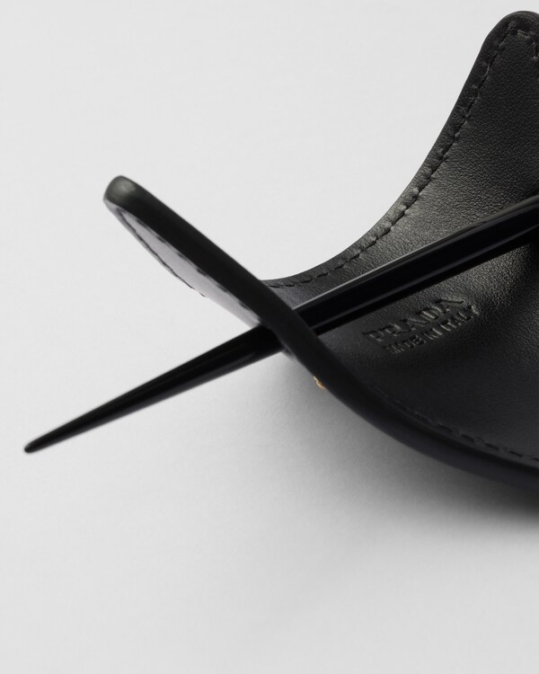 Leather hair clip - Black Leather hair clip - Black