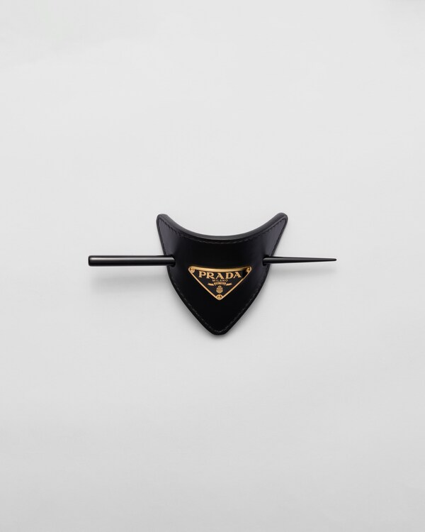 Leather hair clip - Black Leather hair clip - Black