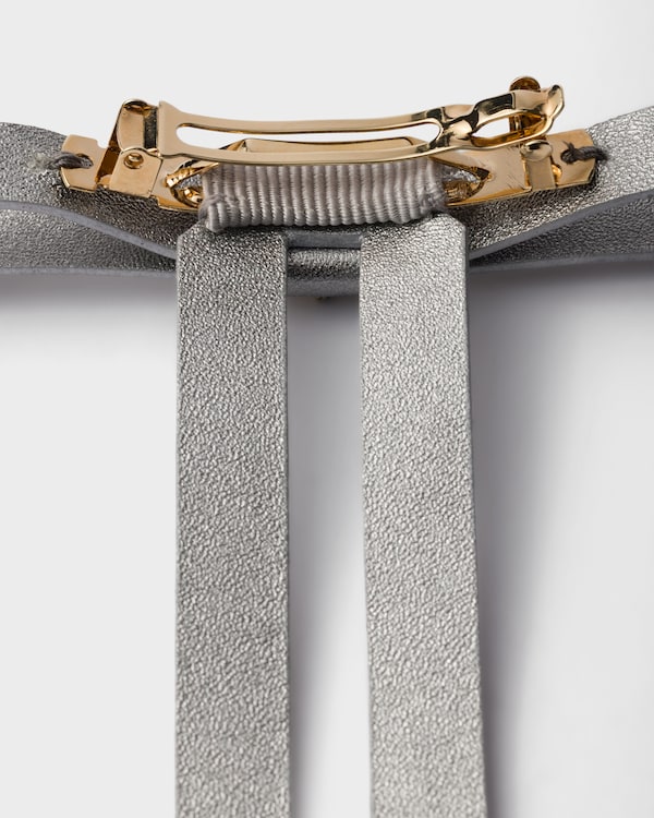 Nappa leather hair clip - Chrome Nappa leather hair clip - Chrome