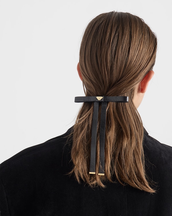 Leather hair clip - Black Leather hair clip - Black
