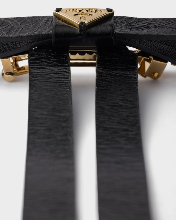 Leather hair clip - Black Leather hair clip - Black
