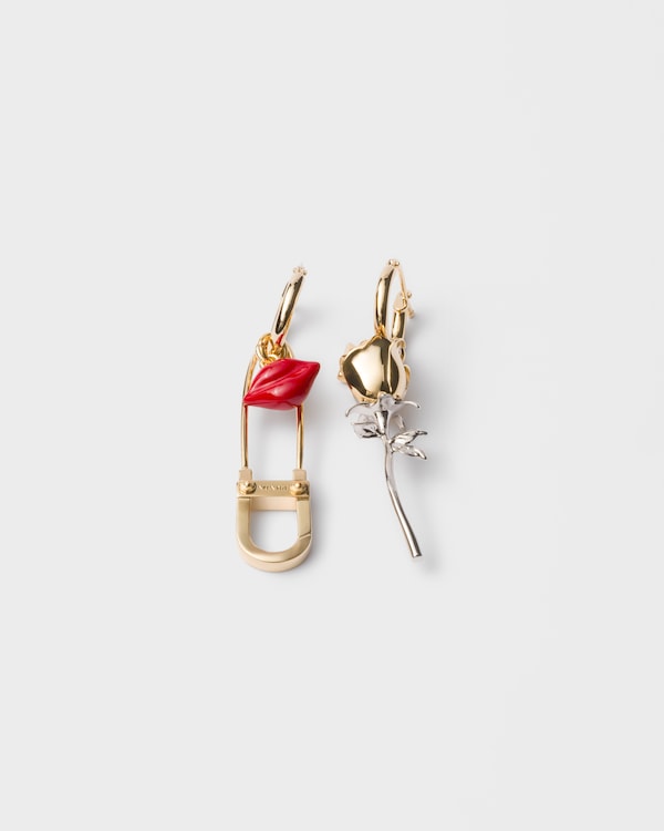 Enameled metal earrings - Gold Enameled metal earrings - Gold