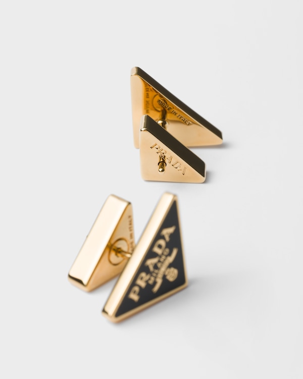 Enameled metal earrings - Gold/Black Enameled metal earrings - Gold/Black