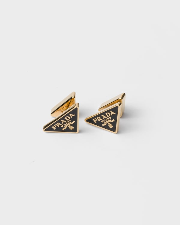 Enameled metal earrings - Gold/Black Enameled metal earrings - Gold/Black