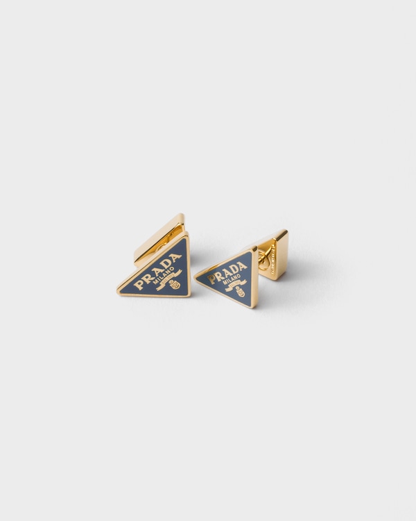 Enameled metal earrings - Gold/Aviation Blue Enameled metal earrings - Gold/Aviation Blue