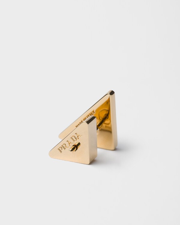 Enameled metal earrings - Gold/White Enameled metal earrings - Gold/White