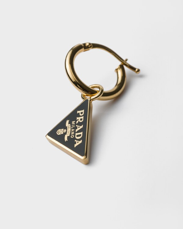 Enameled metal earrings - Gold/Black Enameled metal earrings - Gold/Black