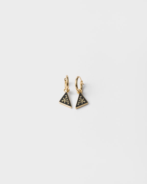 Enameled metal earrings - Gold/Black Enameled metal earrings - Gold/Black