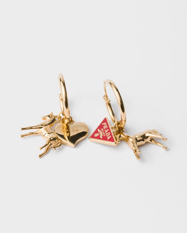 Metal earrings - Fire Engine Red/Gold Metal earrings - Fire Engine Red/Gold