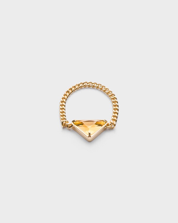 Eternal Gold chain ring in yellow gold with green quartz - Gold/Green Quartz Eternal Gold chain ring in yellow gold with green quartz - Gold/Green Quartz