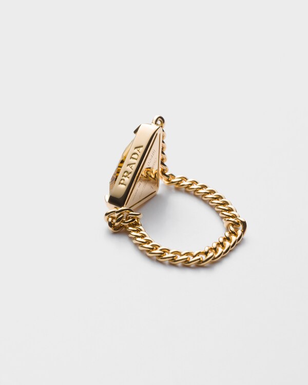 Eternal Gold chain ring in yellow gold with green quartz - Gold/Green Quartz Eternal Gold chain ring in yellow gold with green quartz - Gold/Green Quartz
