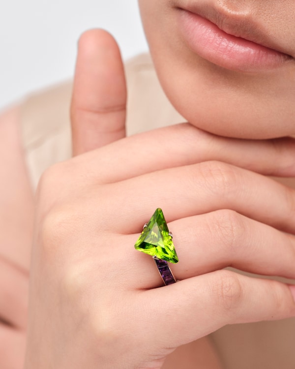 Couleur Vivante solitaire ring - white gold with peridot and amethyst - Gold/Peridot/Amethyst Couleur Vivante solitaire ring - white gold with peridot and amethyst - Gold/Peridot/Amethyst