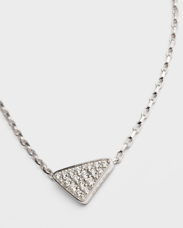 Eternal Gold micro triangle pendant necklace in white gold and diamonds - White Gold/ White Eternal Gold micro triangle pendant necklace in white gold and diamonds - White Gold/ White