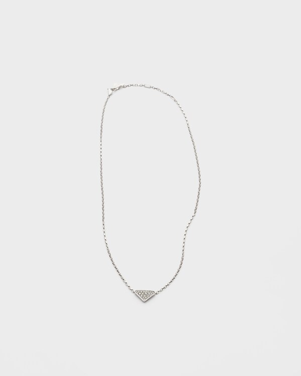 Eternal Gold micro triangle pendant necklace in white gold and diamonds - White Gold/ White Eternal Gold micro triangle pendant necklace in white gold and diamonds - White Gold/ White