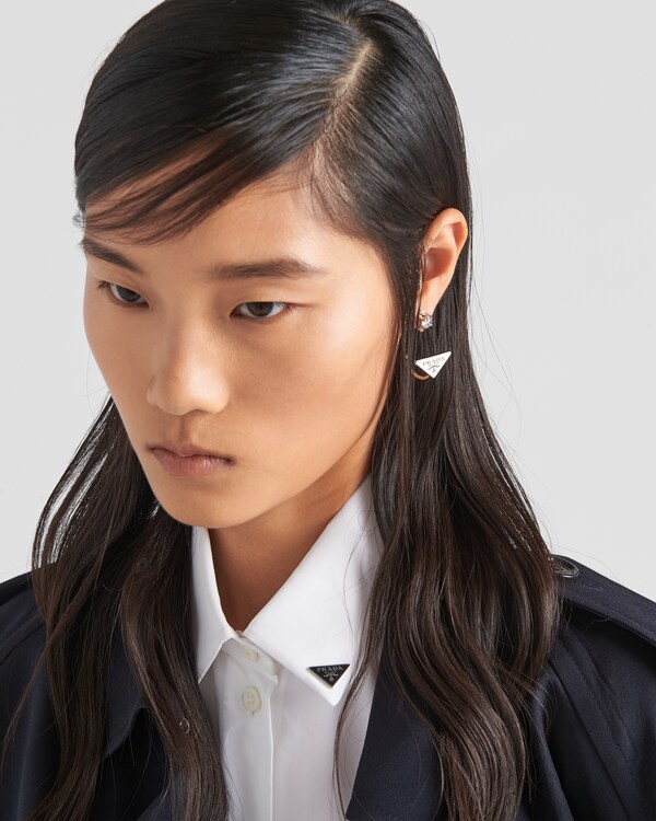 Prada Symbole 耳环 - 白色/水晶色 Prada Symbole 耳环 - 白色/水晶色