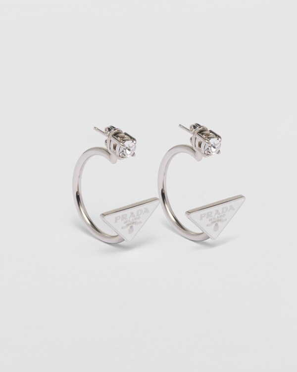 Prada Symbole 耳环 - 白色/水晶色 Prada Symbole 耳环 - 白色/水晶色