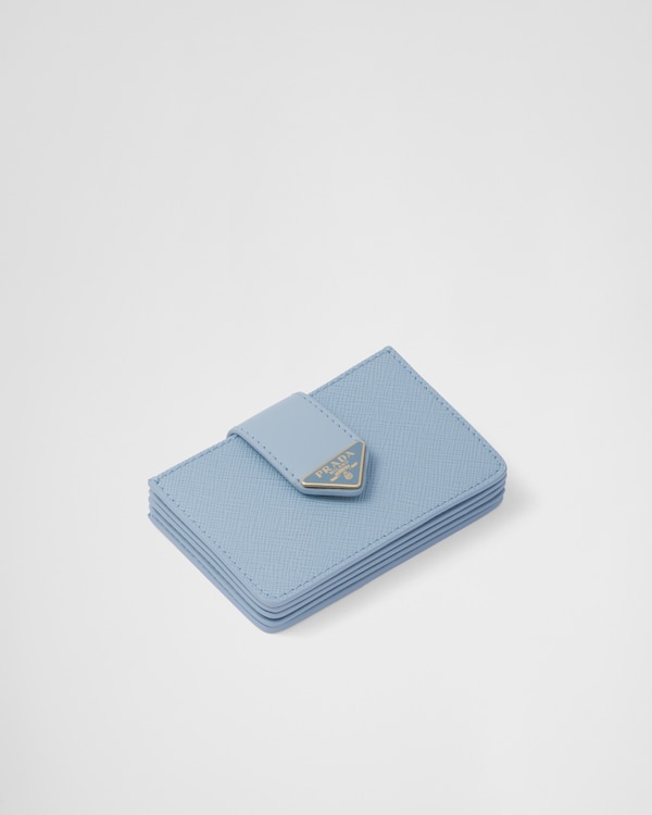 Saffiano 皮革卡片夹 - 浅蓝色 Saffiano 皮革卡片夹 - 浅蓝色