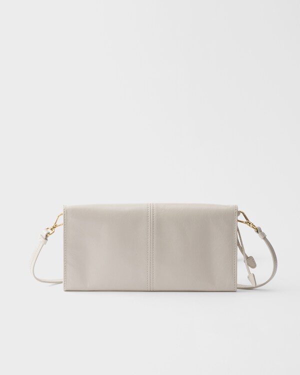 Leather wallet with shoulder strap - White Leather wallet with shoulder strap - White