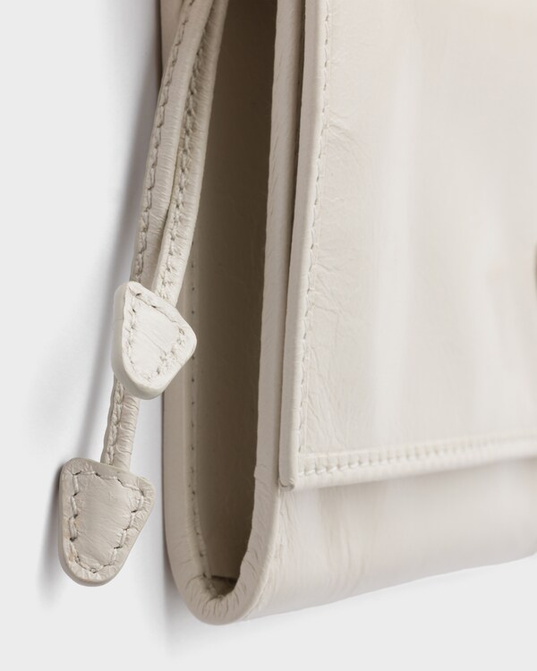 Leather wallet with shoulder strap - White Leather wallet with shoulder strap - White