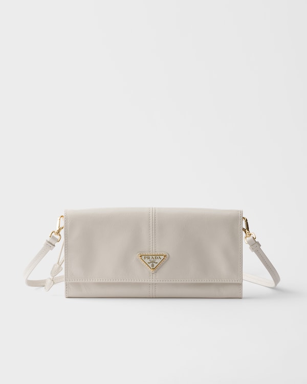 Leather wallet with shoulder strap - White Leather wallet with shoulder strap - White