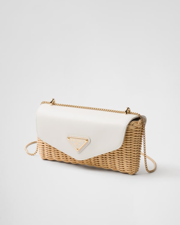 Wicker and leather mini bag - Tan/White Wicker and leather mini bag - Tan/White