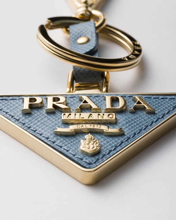 Saffiano leather and metal keychain - Astral Blue Saffiano leather and metal keychain - Astral Blue