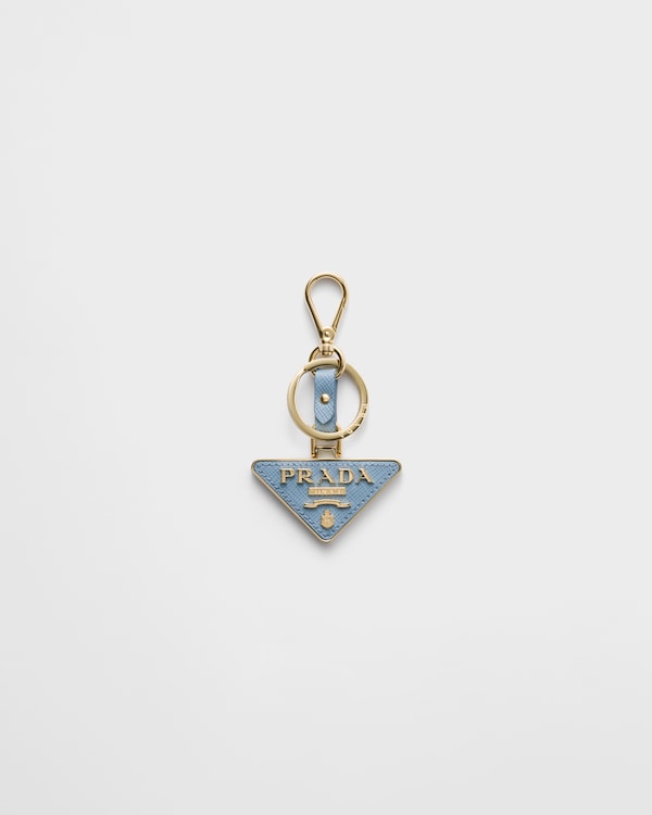 Saffiano leather and metal keychain - Astral Blue Saffiano leather and metal keychain - Astral Blue
