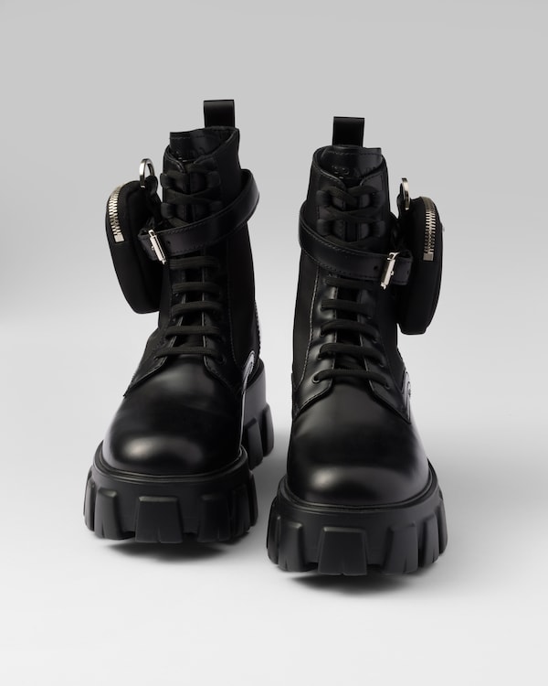 Monolith leather and Re-Nylon boots with pouch - Black Monolith leather and Re-Nylon boots with pouch - Black