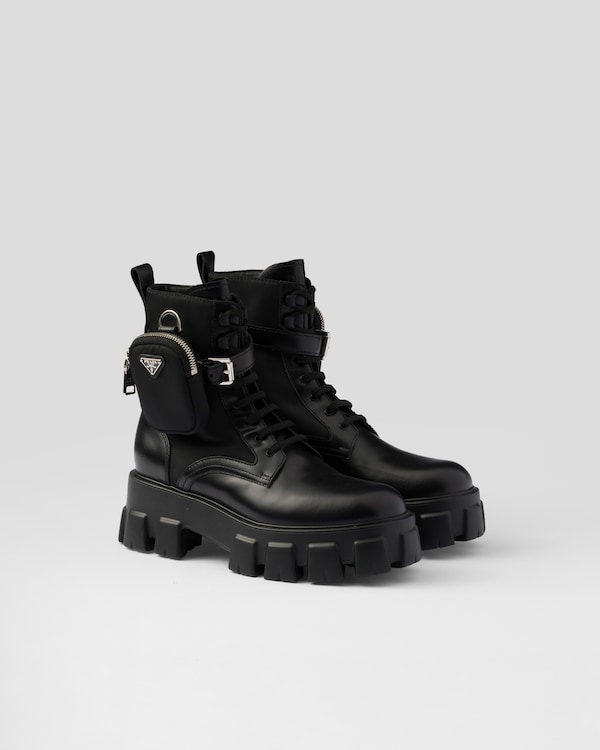 Monolith leather and Re-Nylon boots with pouch - Black Monolith leather and Re-Nylon boots with pouch - Black