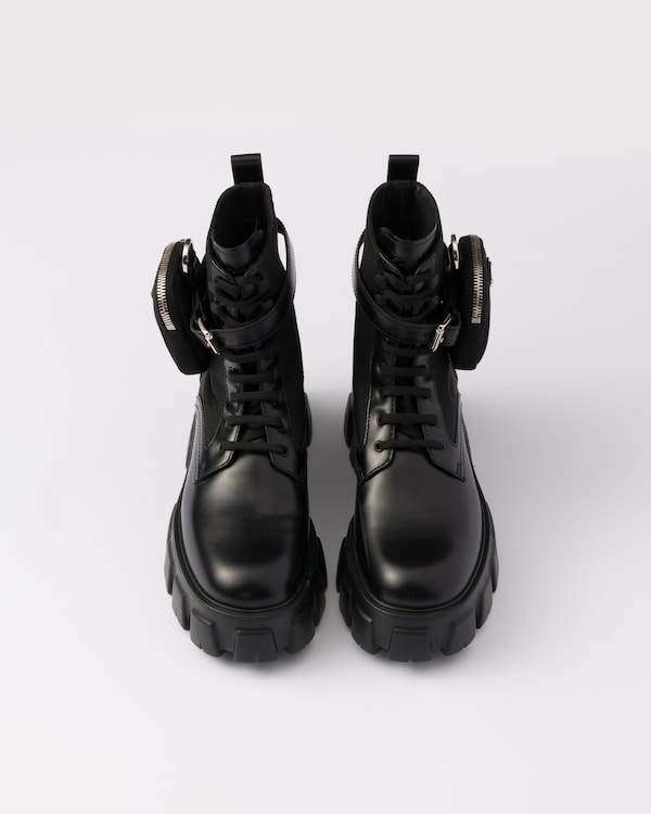 Monolith leather and Re-Nylon boots with pouch - Black Monolith leather and Re-Nylon boots with pouch - Black