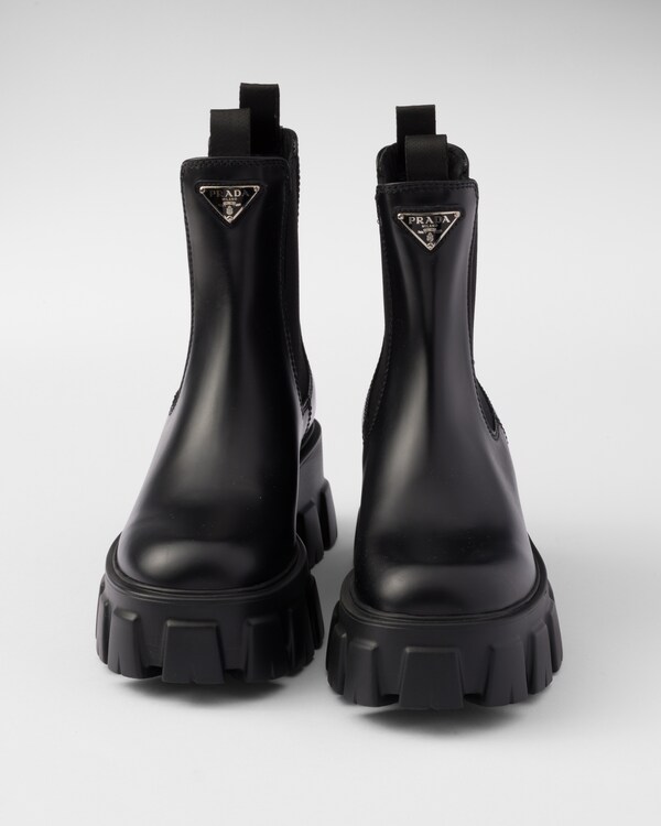 Monolith brushed leather booties - Black Monolith brushed leather booties - Black