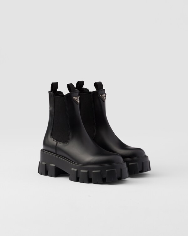 Monolith brushed leather booties - Black Monolith brushed leather booties - Black