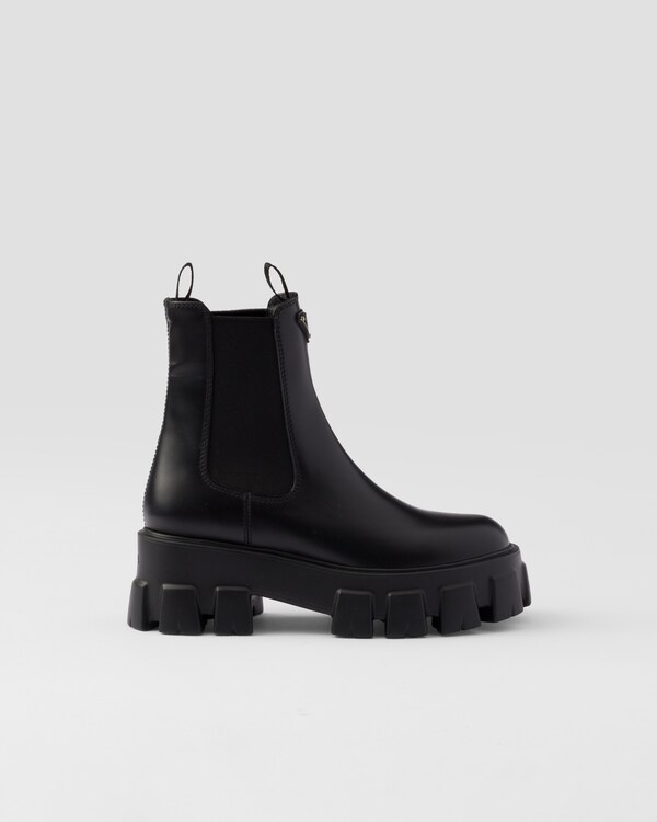 Monolith brushed leather booties - Black Monolith brushed leather booties - Black