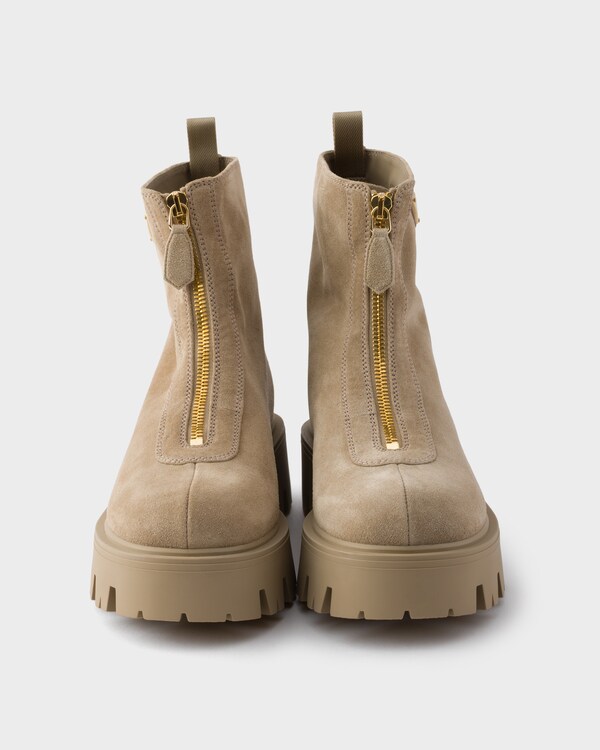 Suede booties with zip - Desert Beige Suede booties with zip - Desert Beige