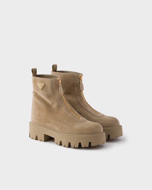 Suede booties with zip - Desert Beige Suede booties with zip - Desert Beige