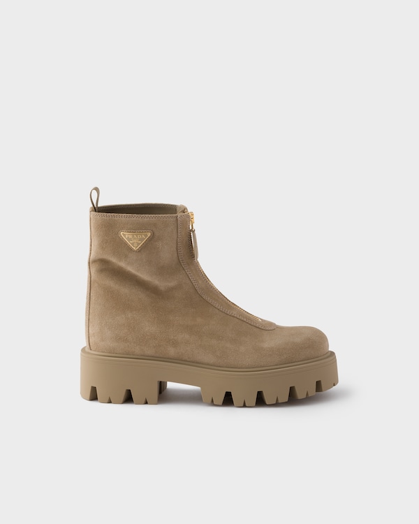 Suede booties with zip - Desert Beige Suede booties with zip - Desert Beige