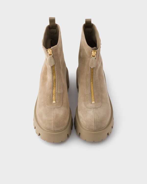 Suede booties with zip - Desert Beige Suede booties with zip - Desert Beige